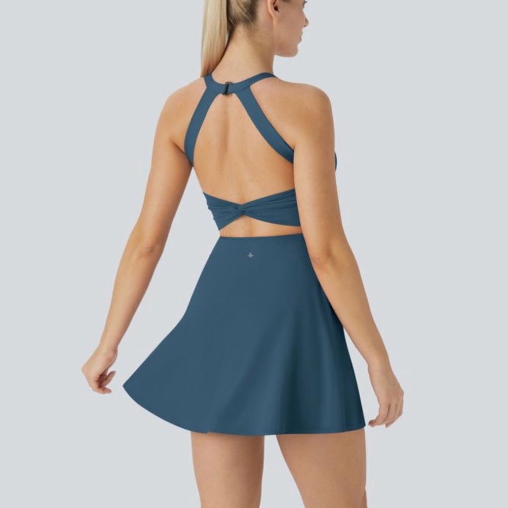 Softlyzerm Airy Backless Twisted Cool Touch Dance Active Dress - Picture 2 of 2